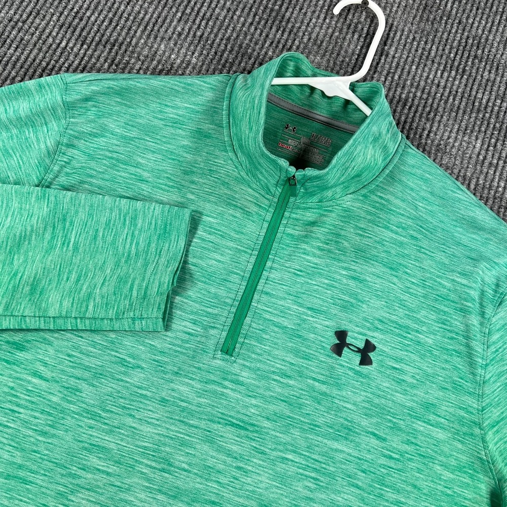 Under Armour Pullover Shirt Mens XL Extra Large Green Long Sleeve 1/4 Zip Heat